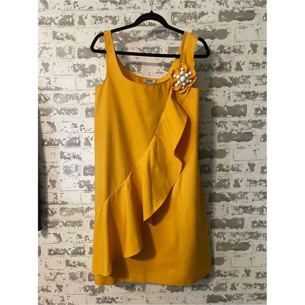 Vintage Moschino Cheap & Chic Yellow Sunflower Ruffle Dress Size 8